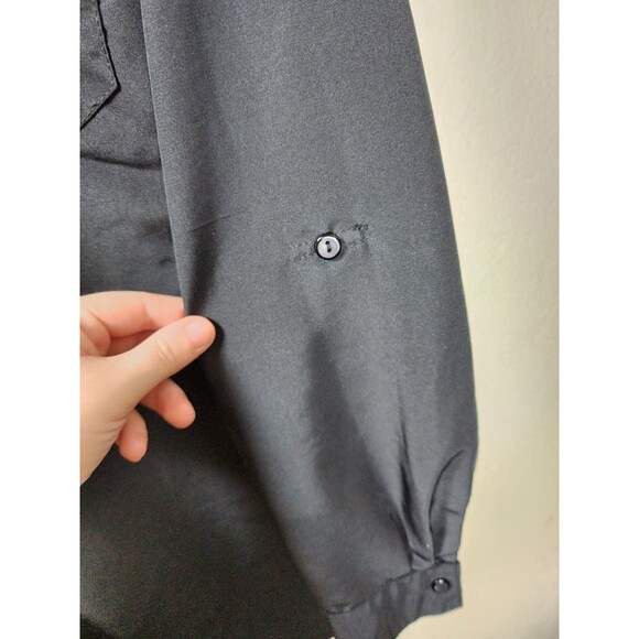 Elementz Womens M Black Roll Tab Sleeve Button Up Collared Shirt Blouse Utility - Picture 2 of 5